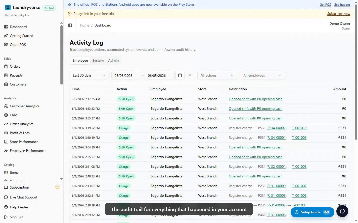 Activity log walkthrough video
