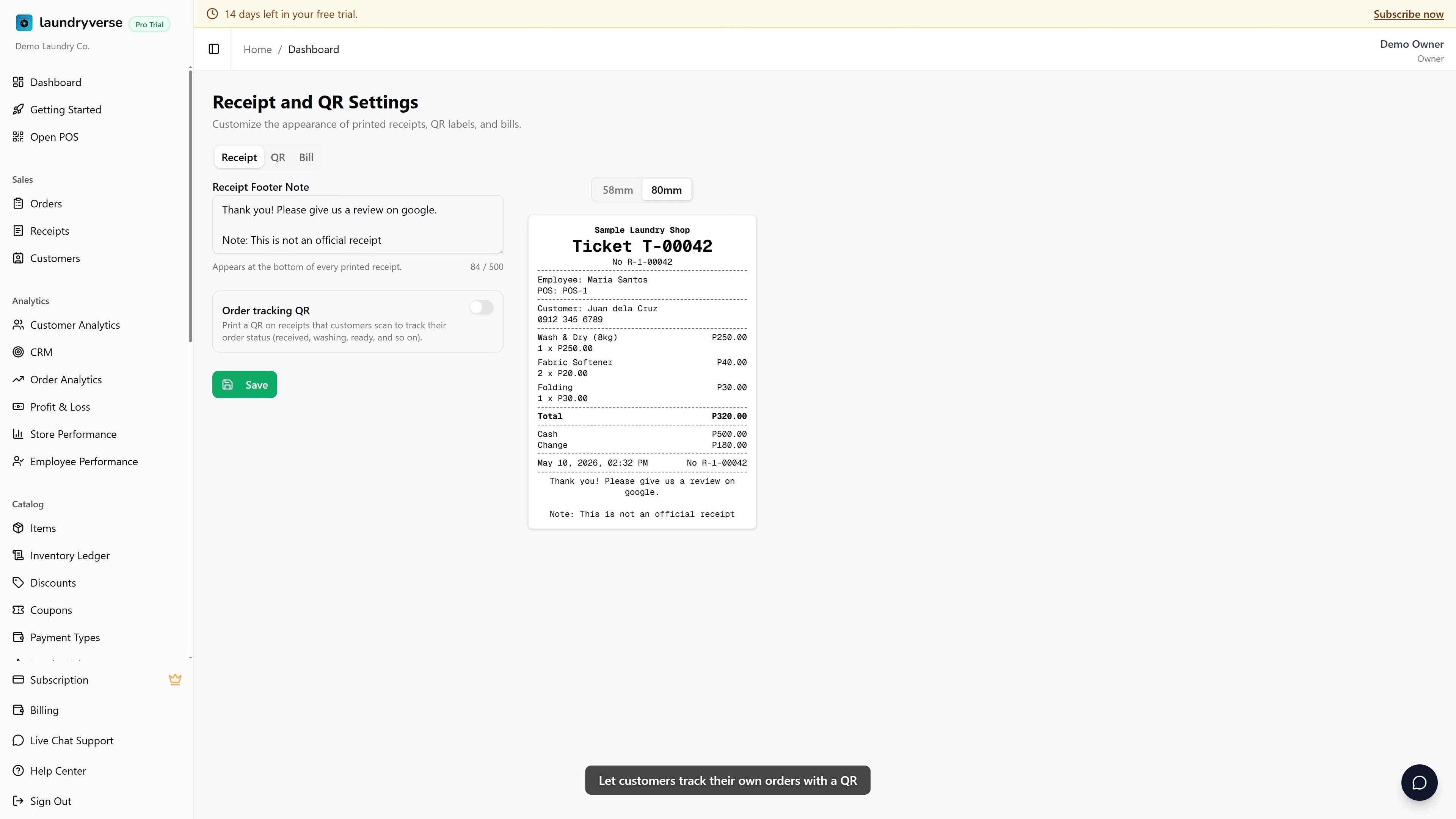 Customer order tracking walkthrough