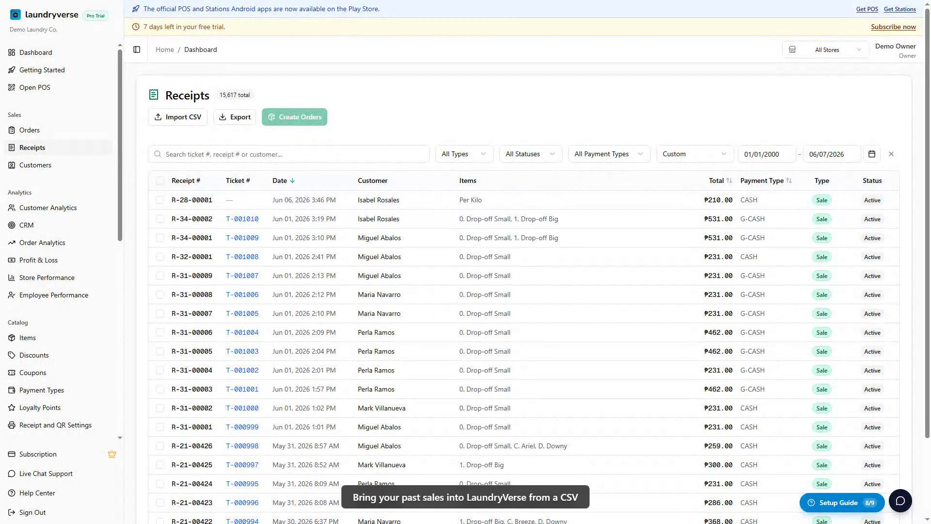 Importing past sales from a CSV walkthrough video
