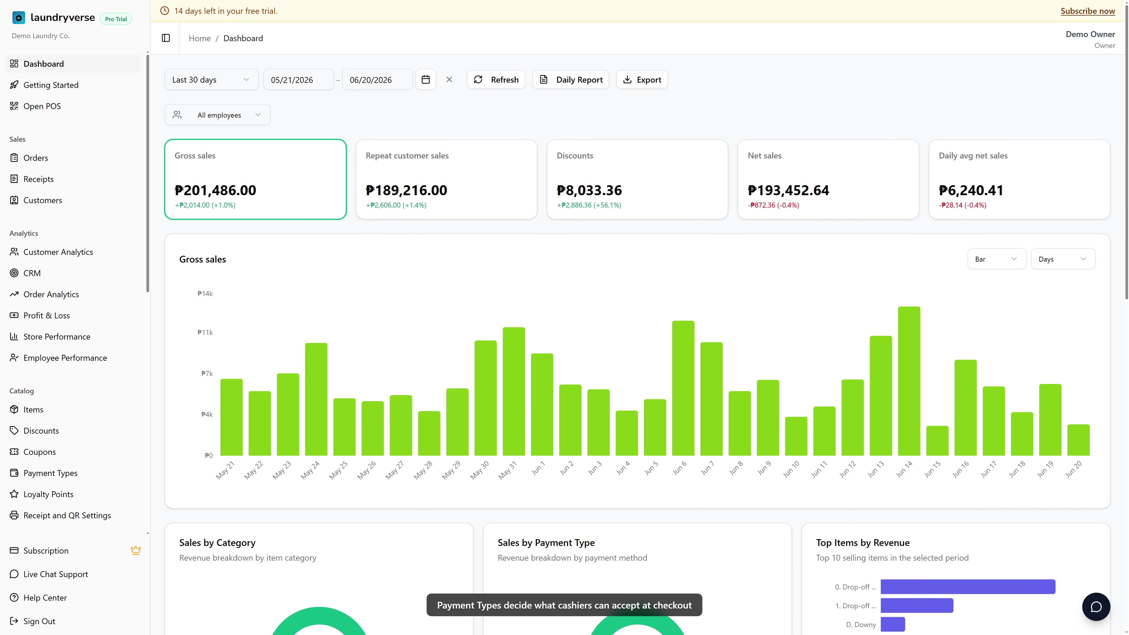 Payment Types admin walkthrough