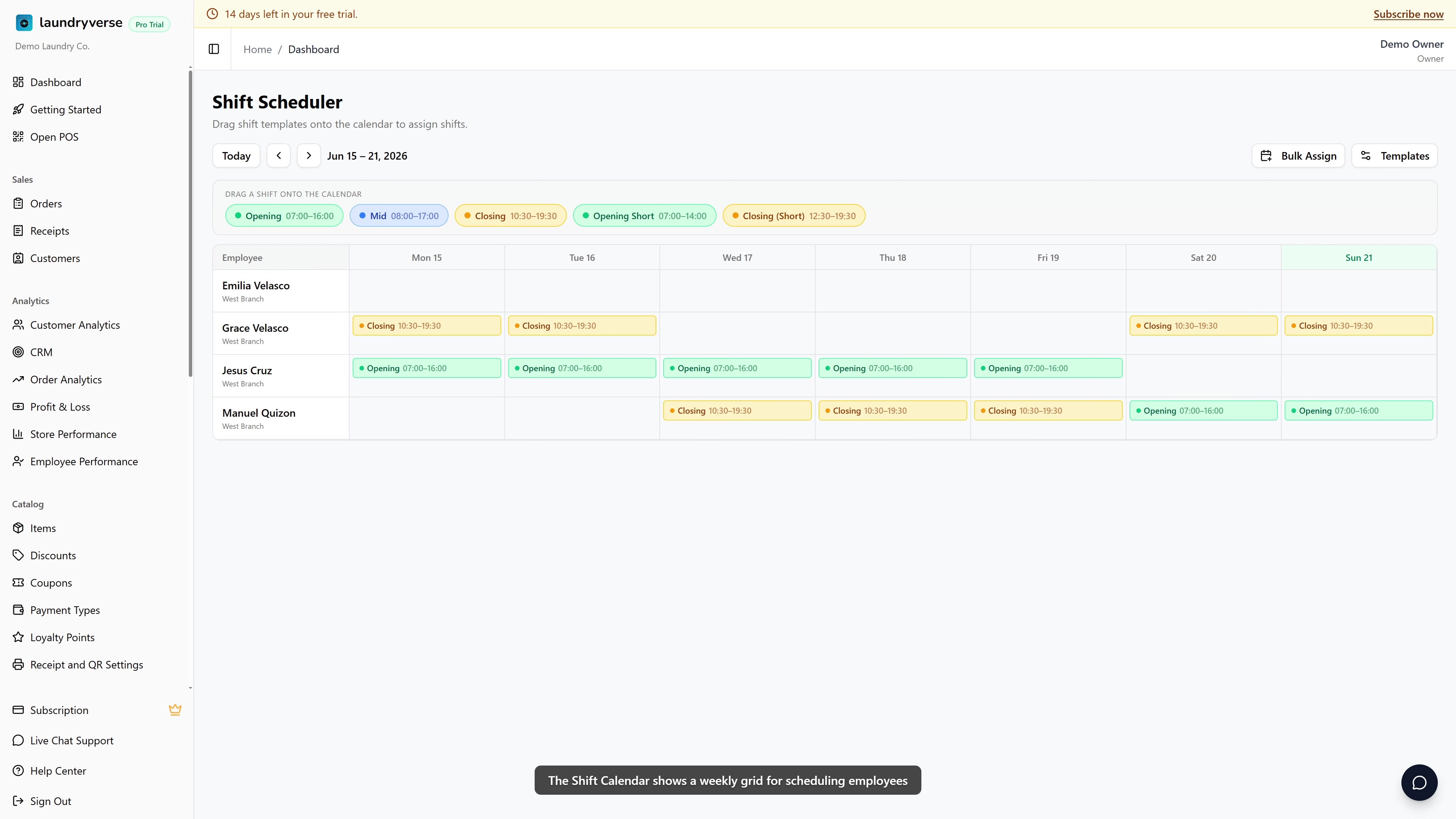 Scheduling & Shifts walkthrough video