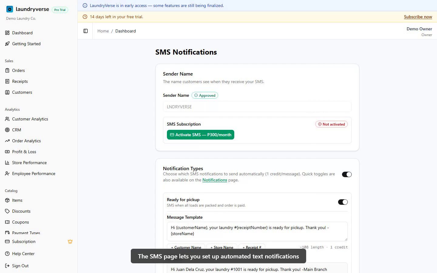 SMS Notifications walkthrough video