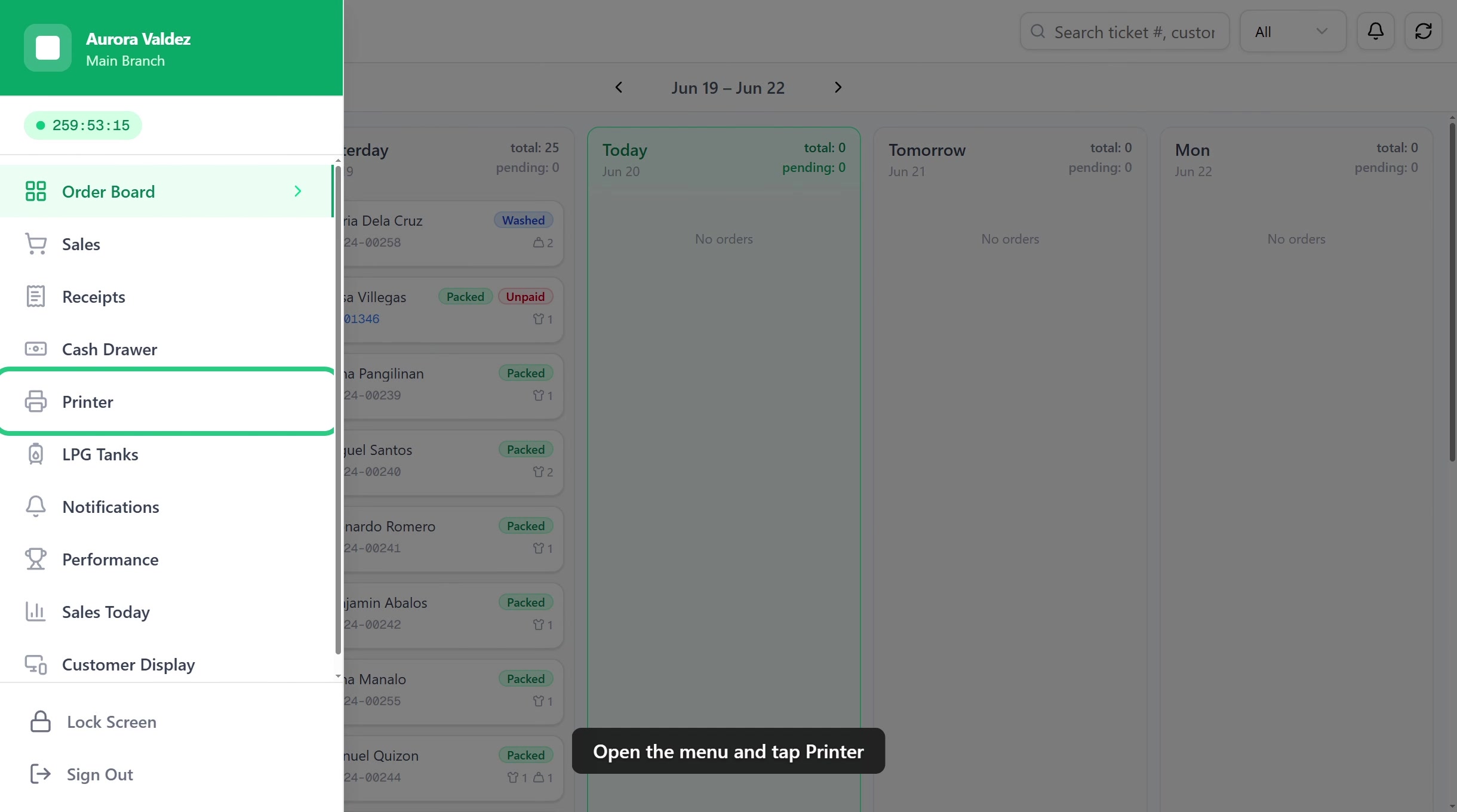 Printer and cash drawer setup in a web browser