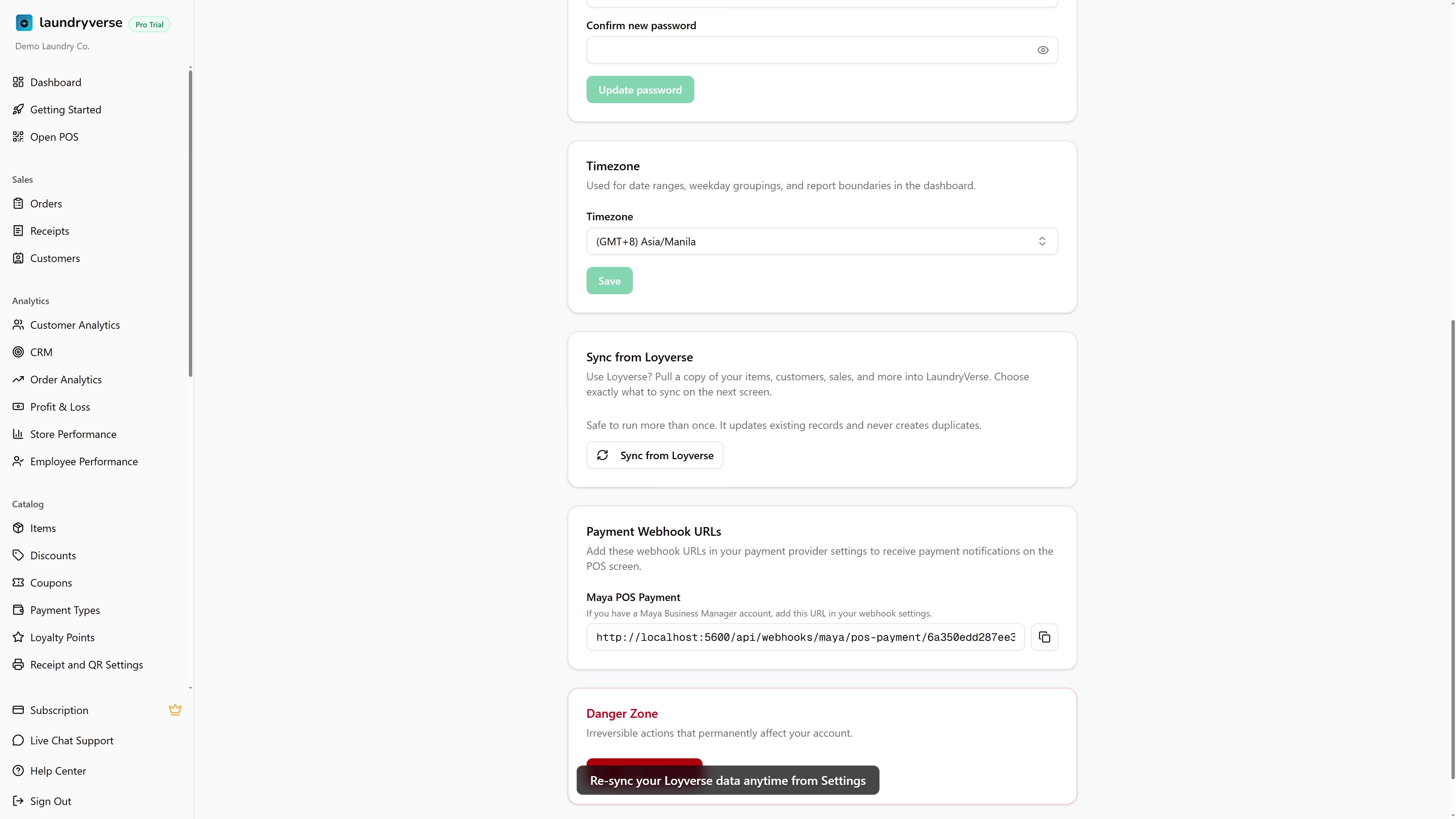 Re-syncing Loyverse data walkthrough